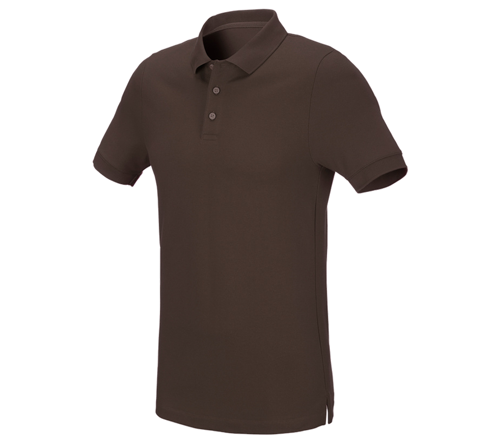 Shirts & Co.: e.s. Piqué-Polo cotton stretch, slim fit + kastanie