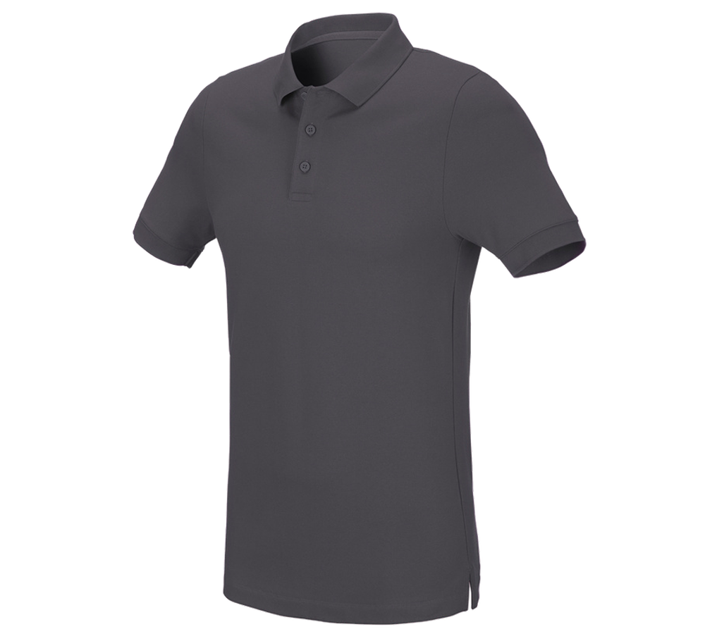 Shirts & Co.: e.s. Piqué-Polo cotton stretch, slim fit + anthrazit