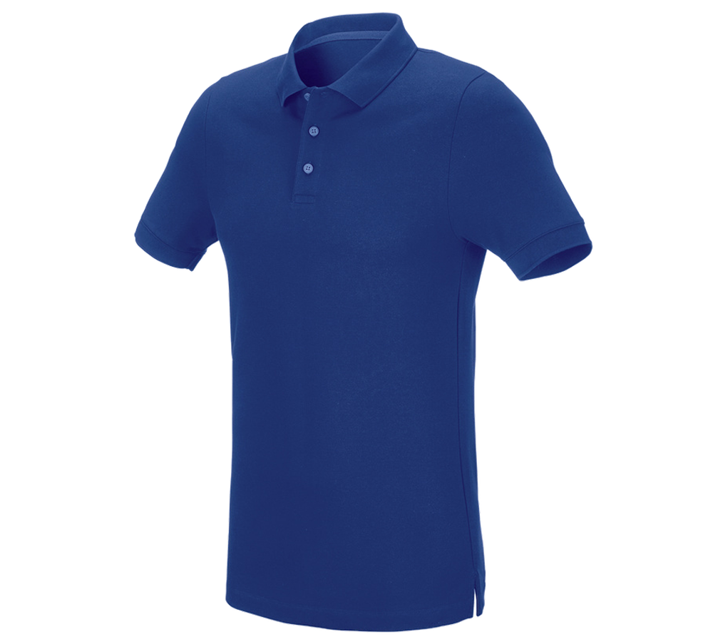Shirts & Co.: e.s. Piqué-Polo cotton stretch, slim fit + kornblau