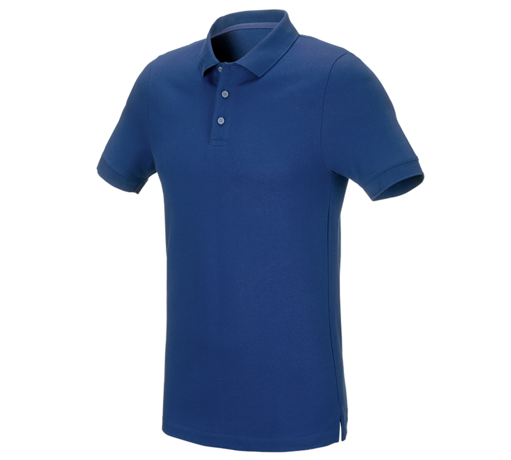Shirts & Co.: e.s. Piqué-Polo cotton stretch, slim fit + alkaliblau