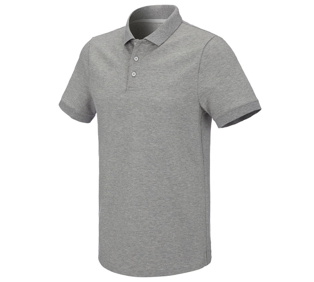 Shirts, Pullover & more: e.s. Pique-Polo cotton stretch + grey melange