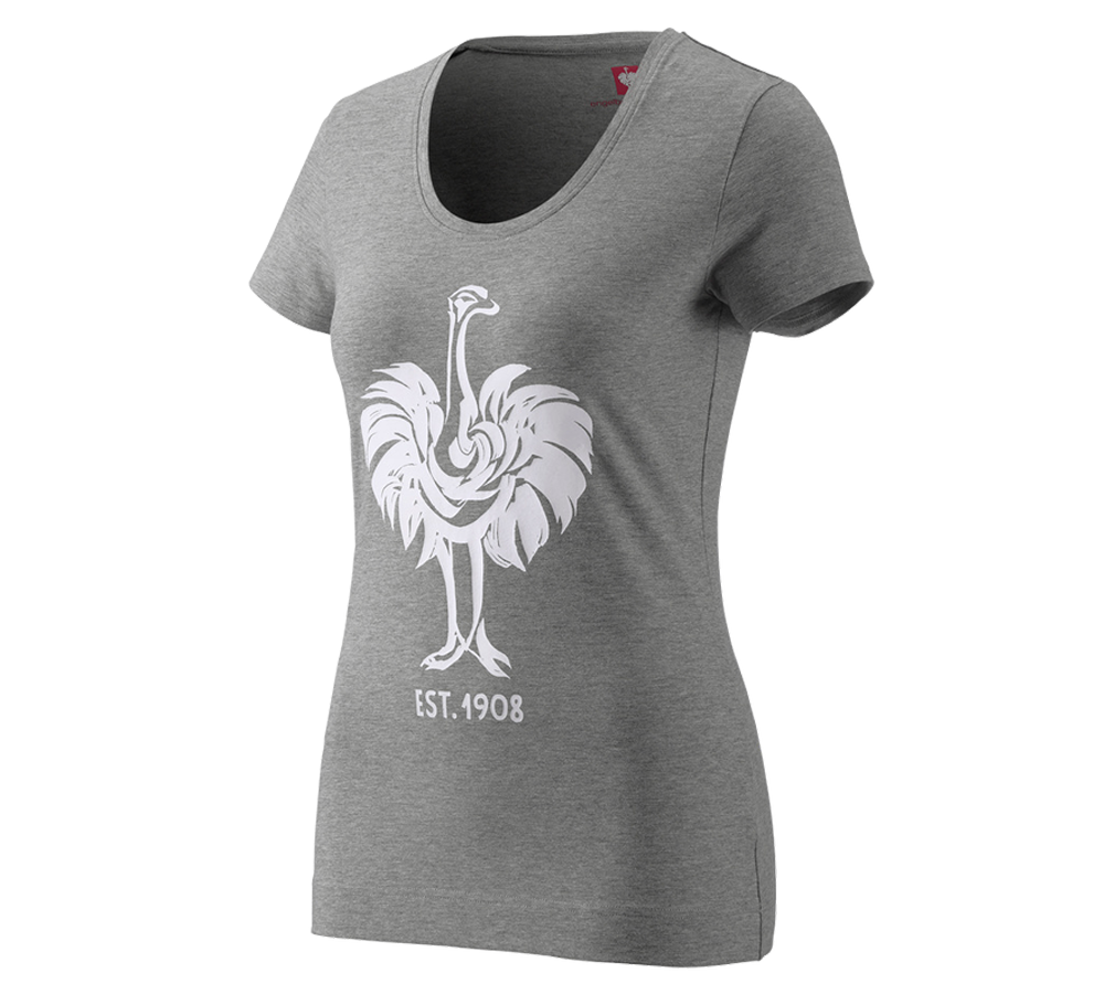 Shirts & Co.: e.s. T-Shirt 1908, Damen + graumeliert/weiß