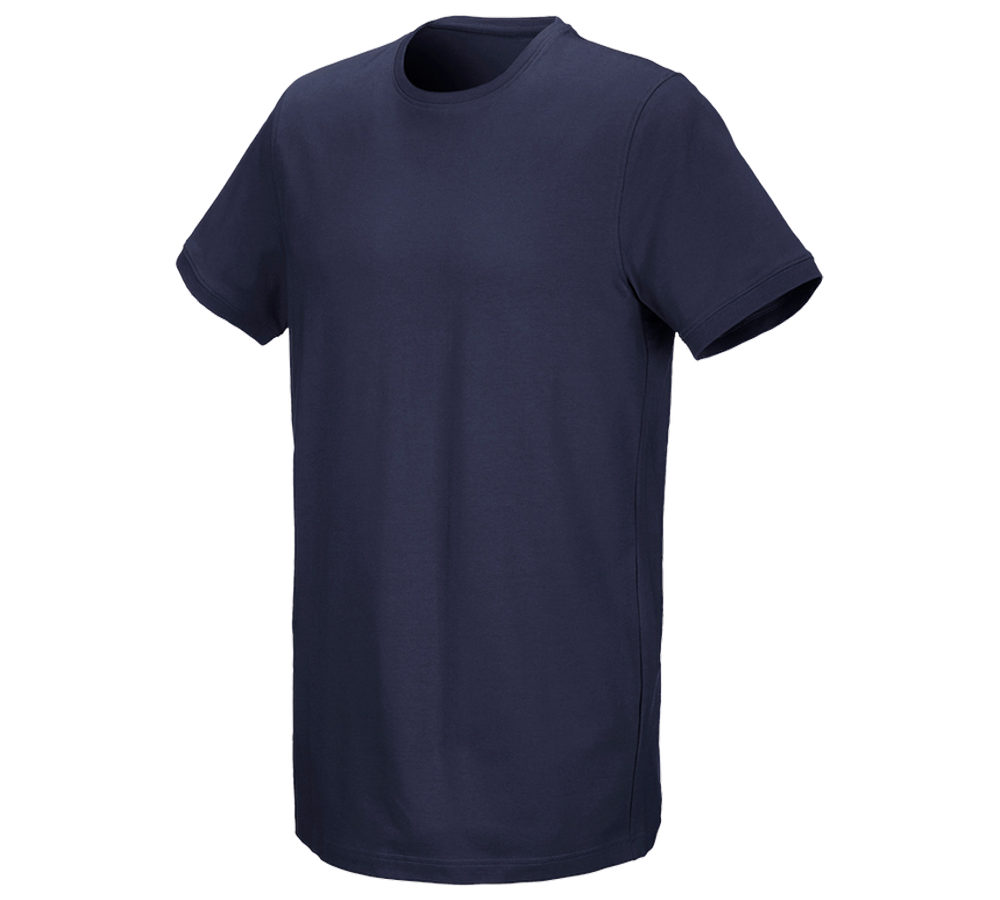 Hauts: e.s. T-Shirt cotton stretch, long fit + bleu foncé