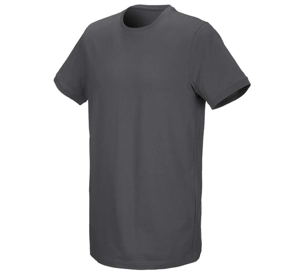 Shirts & Co.: e.s. T-Shirt cotton stretch, long fit + anthrazit