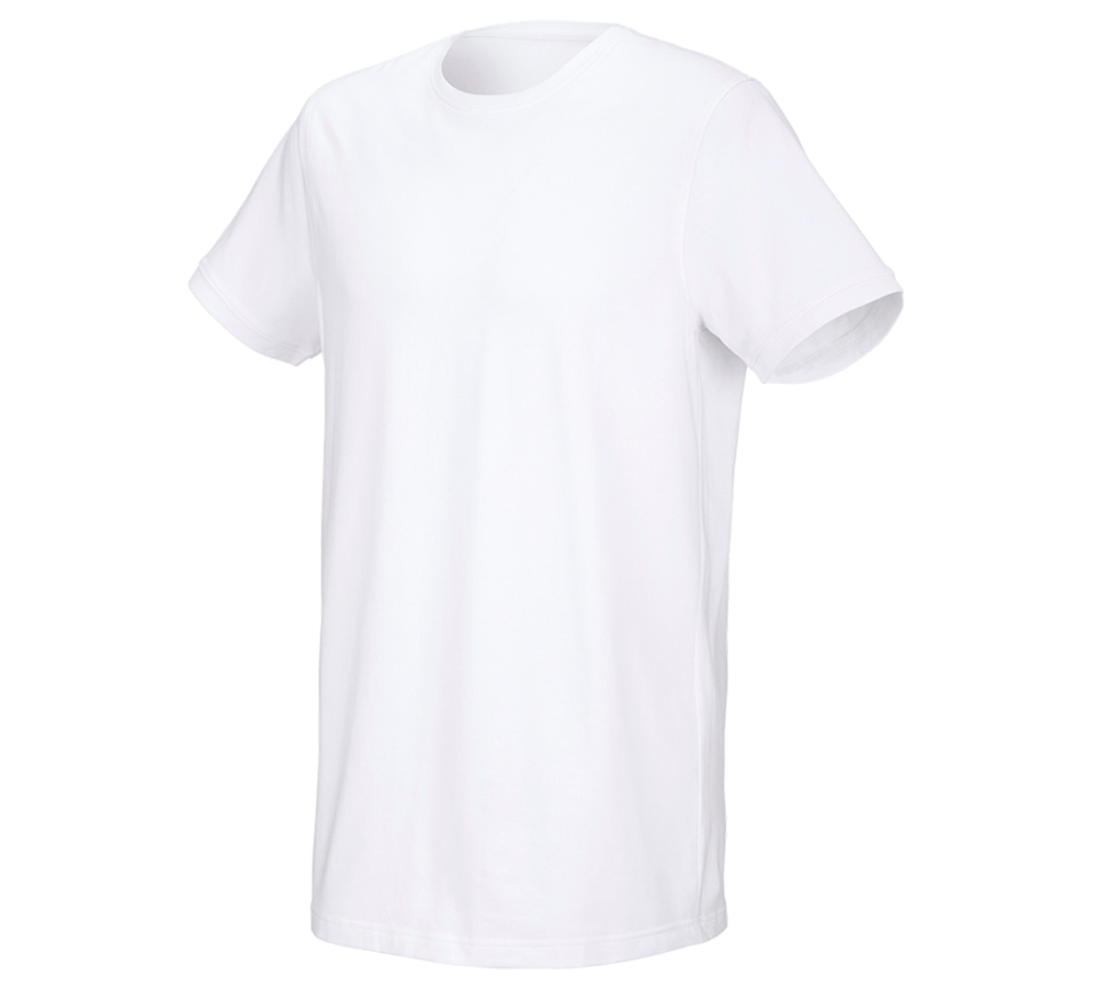 Hauts: e.s. T-Shirt cotton stretch, long fit + blanc