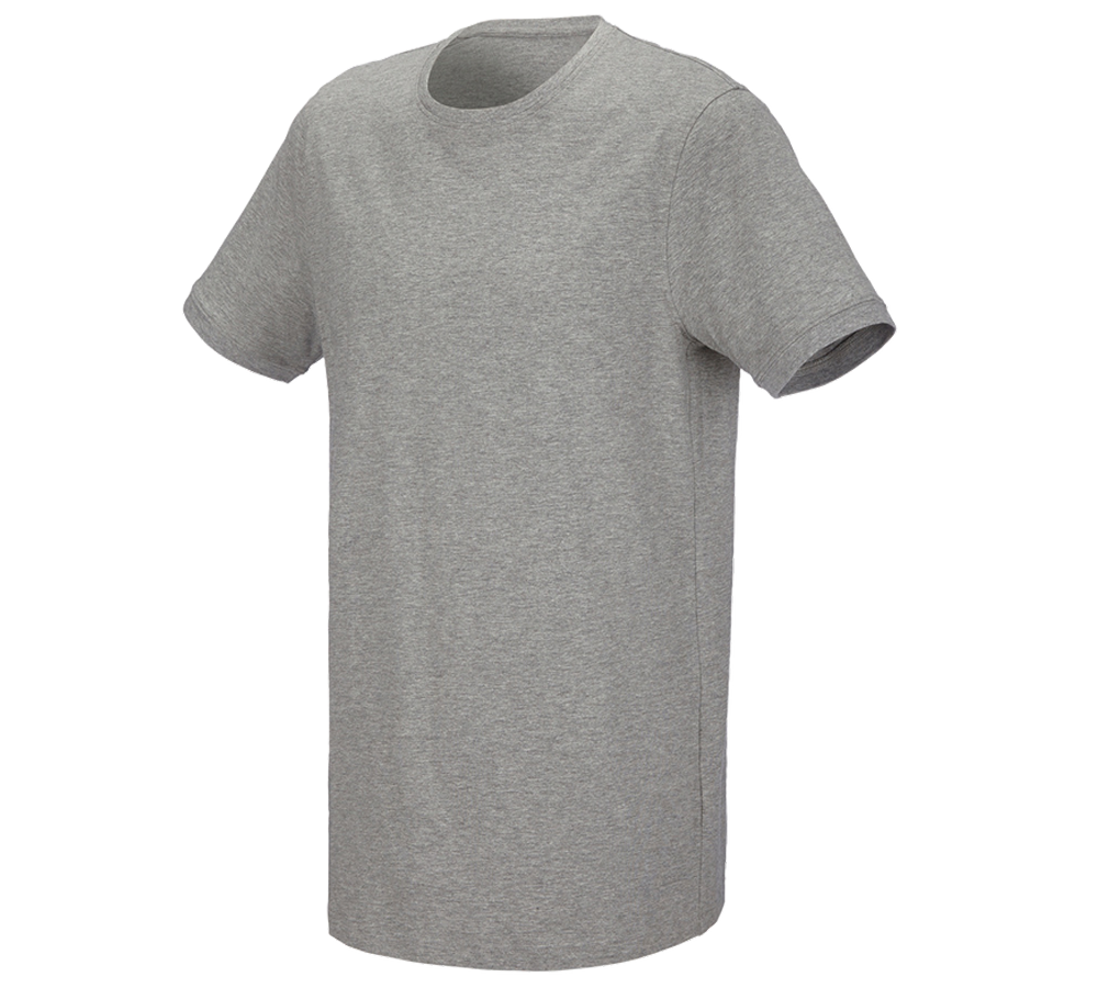 Shirts, Pullover & more: e.s. T-shirt cotton stretch, long fit + grey melange