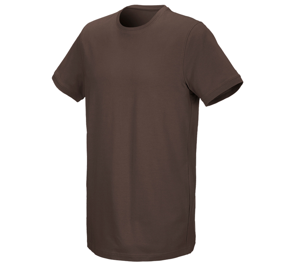 Hauts: e.s. T-Shirt cotton stretch, long fit + marron