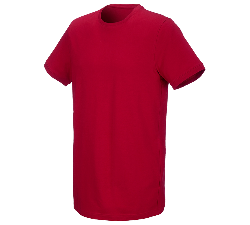 Hauts: e.s. T-Shirt cotton stretch, long fit + rouge vif