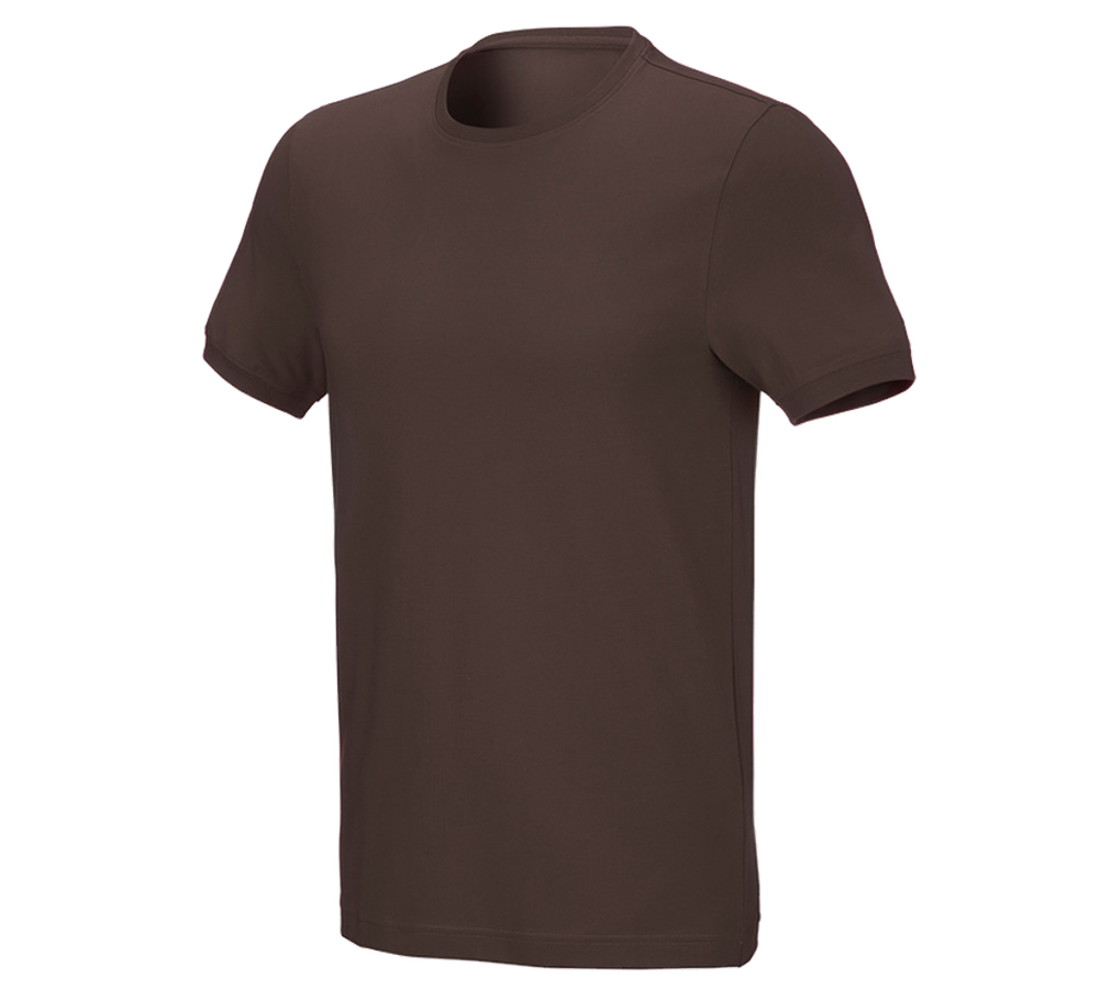 Shirts & Co.: e.s. T-Shirt cotton stretch, slim fit + kastanie