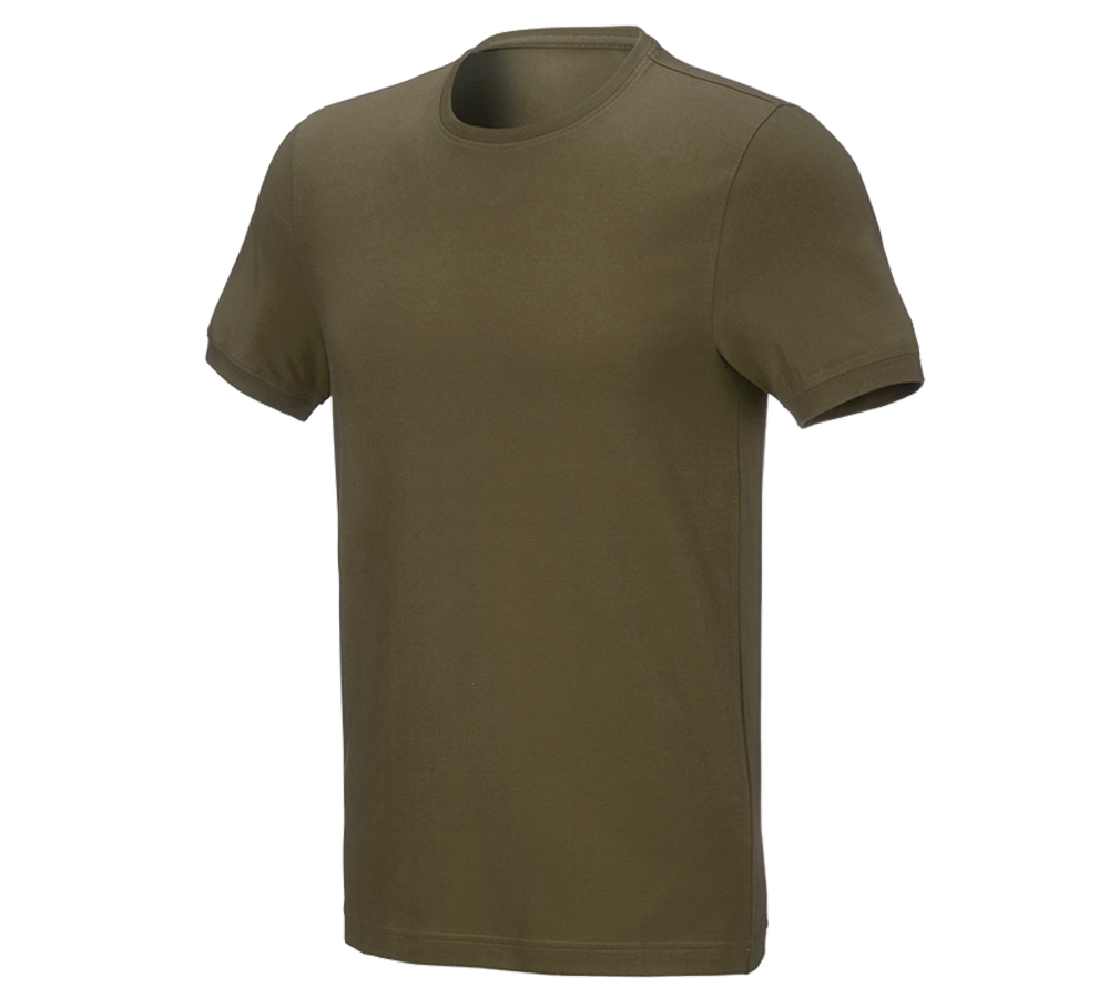 Shirts & Co.: e.s. T-Shirt cotton stretch, slim fit + schlammgrün