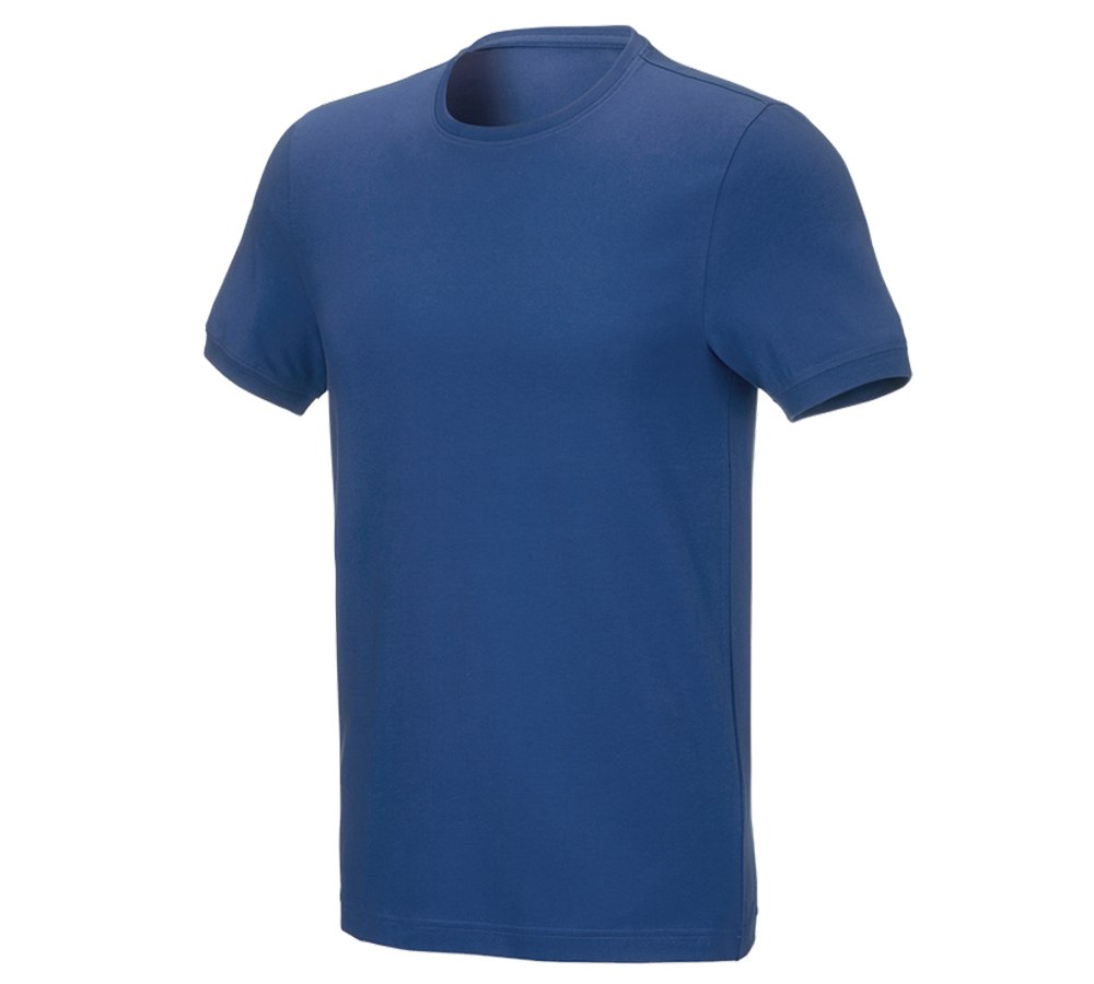 Shirts & Co.: e.s. T-Shirt cotton stretch, slim fit + alkaliblau