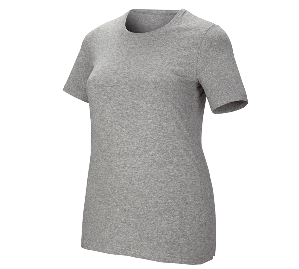 Themen: e.s. T-Shirt cotton stretch, Damen, plus fit + graumeliert