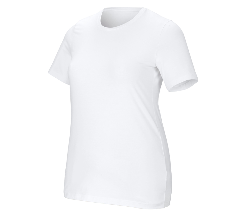 Themen: e.s. T-Shirt cotton stretch, Damen, plus fit + weiß