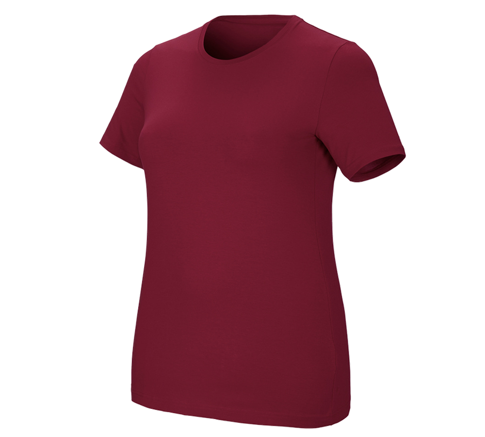 Shirts & Co.: e.s. T-Shirt cotton stretch, Damen, plus fit + bordeaux