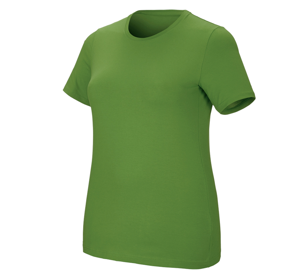 Shirts & Co.: e.s. T-Shirt cotton stretch, Damen, plus fit + seegrün
