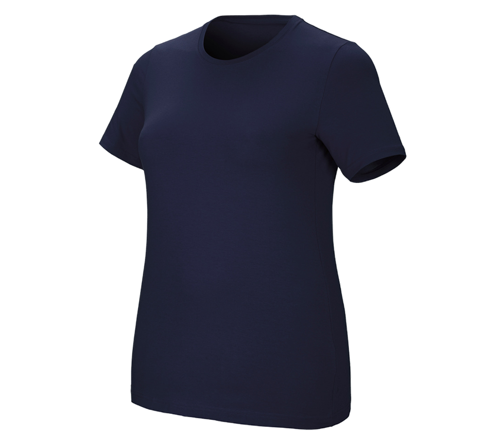 Shirts & Co.: e.s. T-Shirt cotton stretch, Damen, plus fit + dunkelblau