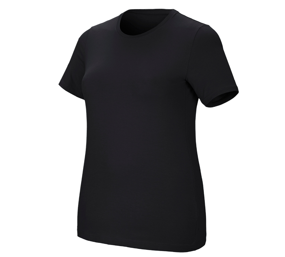Topics: e.s. T-shirt cotton stretch, ladies', plus fit + black