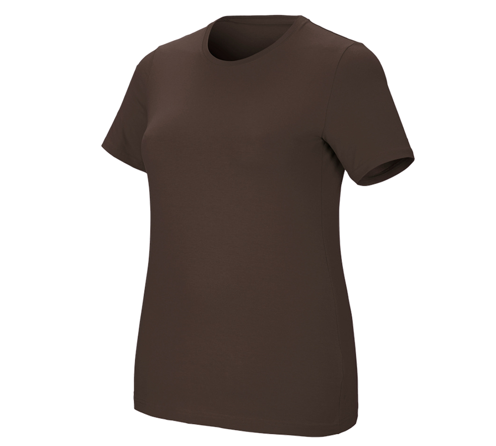 Shirts, Pullover & more: e.s. T-shirt cotton stretch, ladies', plus fit + chestnut