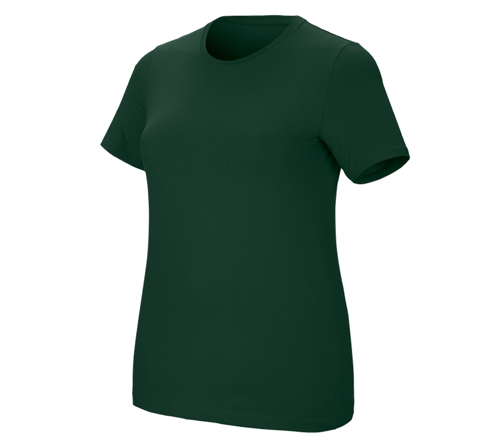 Shirts & Co.: e.s. T-Shirt cotton stretch, Damen, plus fit + grün