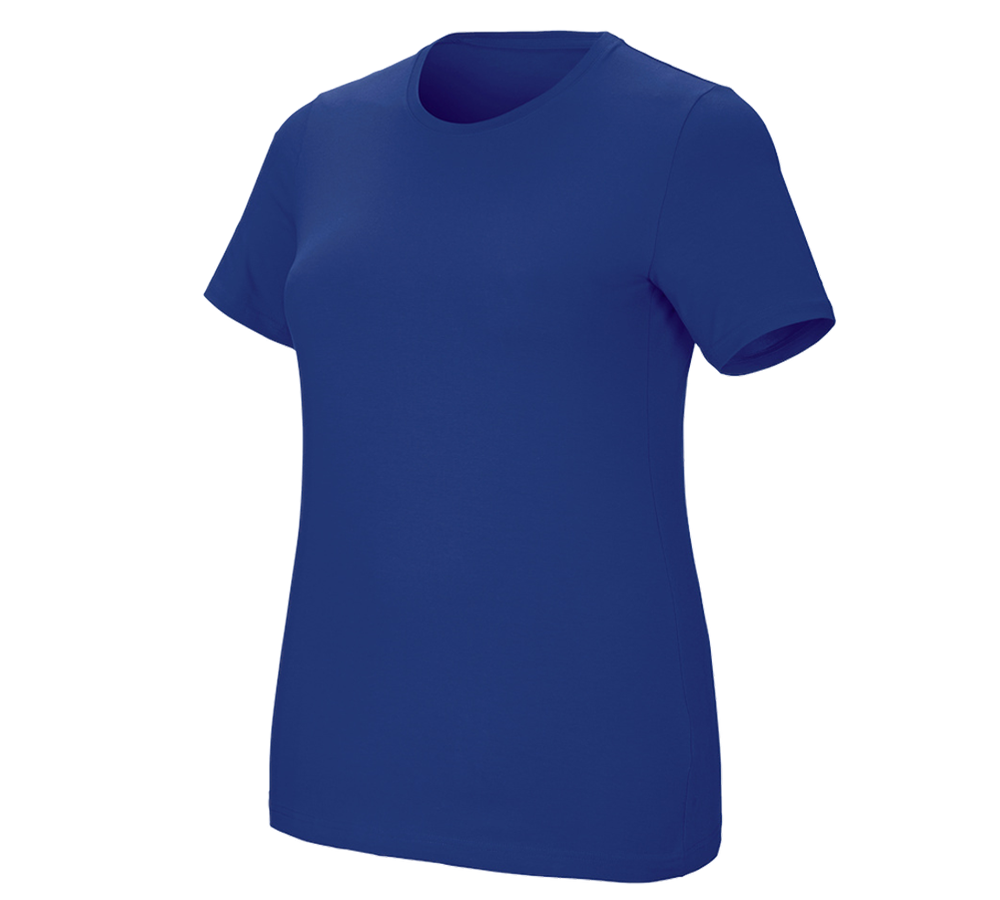 Hauts: e.s. T-Shirt cotton stretch, femmes, plus fit + bleu royal