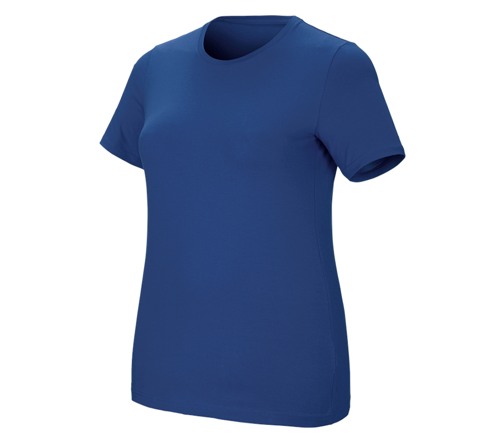 Hauts: e.s. T-Shirt cotton stretch, femmes, plus fit + bleu alcalin