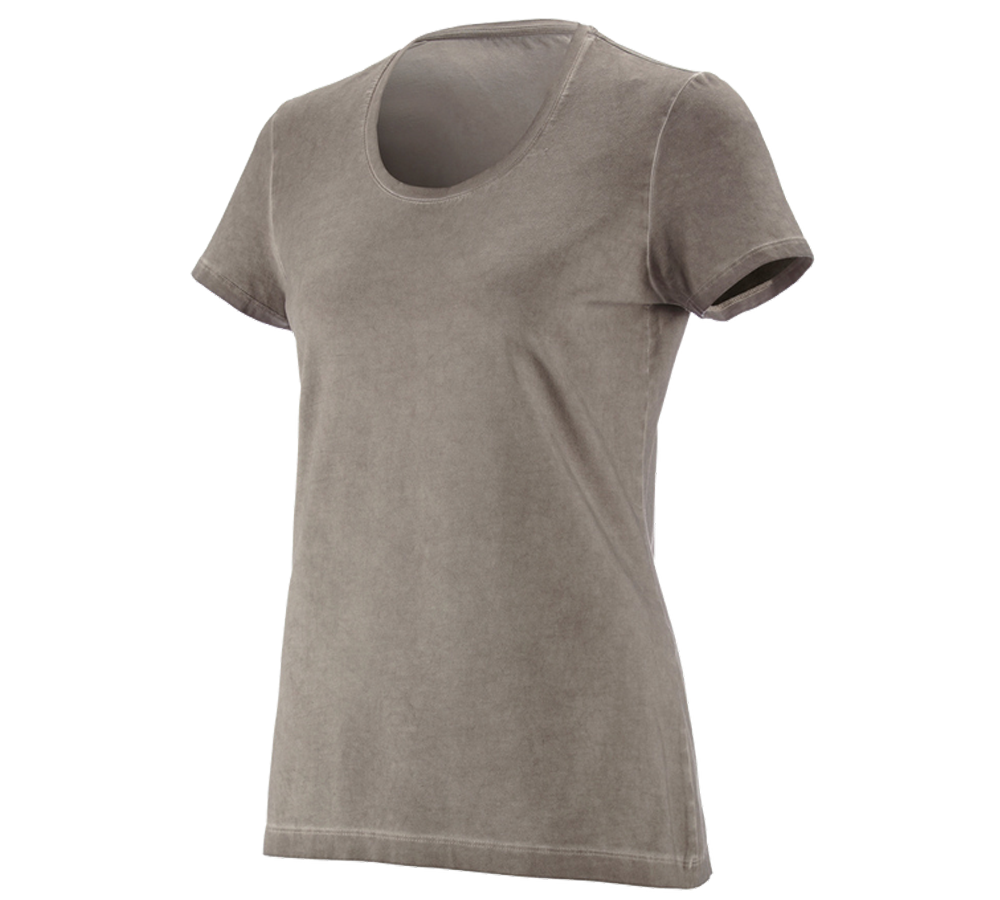Shirts & Co.: e.s. T-Shirt vintage cotton stretch, Damen + taupe vintage