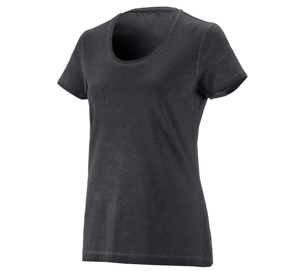 Shirts & Co.: e.s. T-Shirt vintage cotton stretch, Damen + oxidschwarz vintage