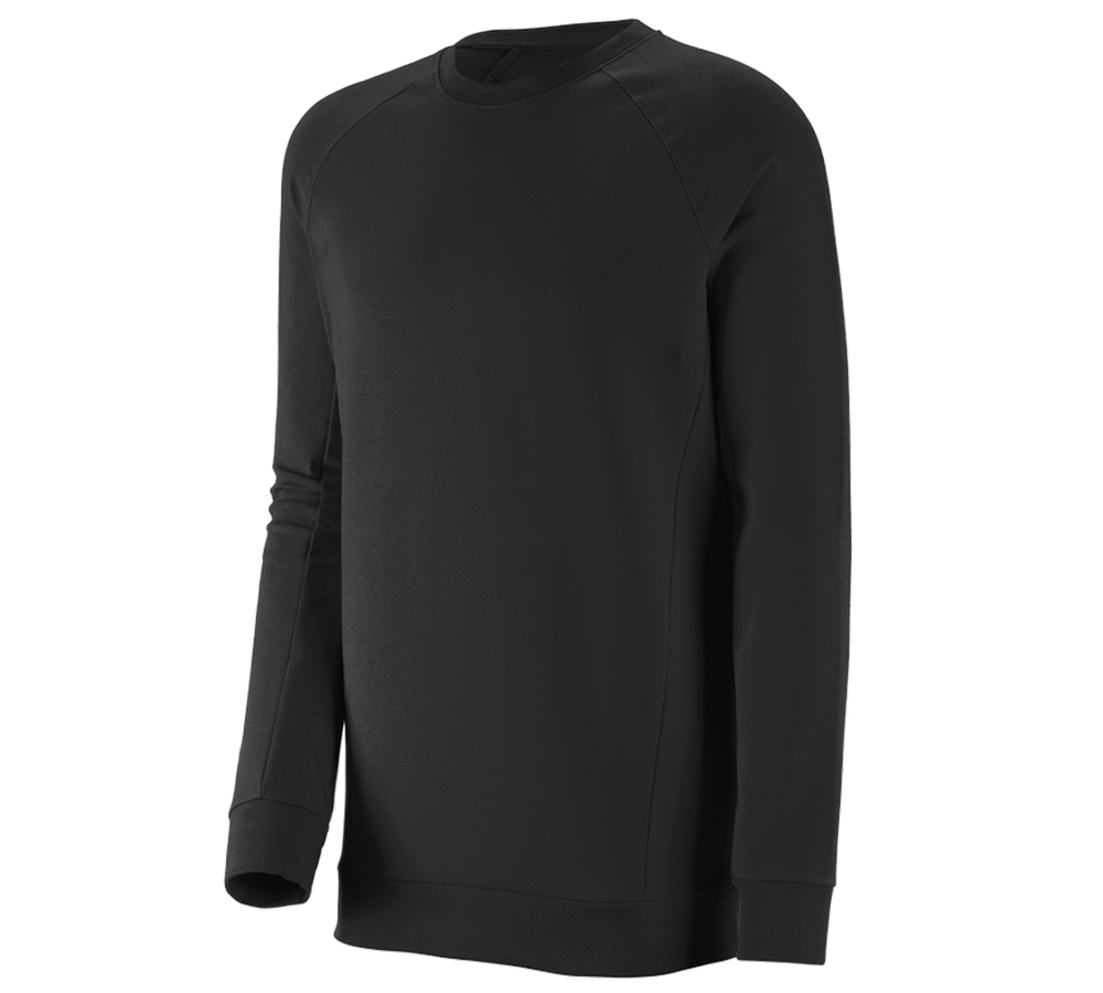 Shirts, Pullover & more: e.s. Sweatshirt cotton stretch, long fit + black