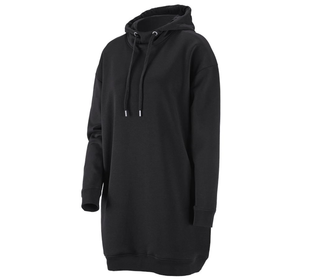 Shirts, Pullover & more: e.s. Oversize hoody sweatshirt poly cotton, ladies + black