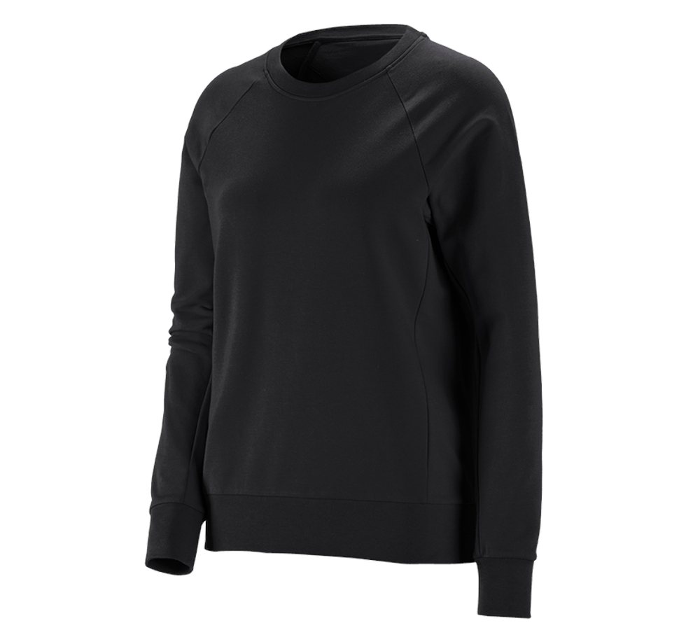 Hauts: e.s. Sweatshirt cotton stretch, femmes + noir
