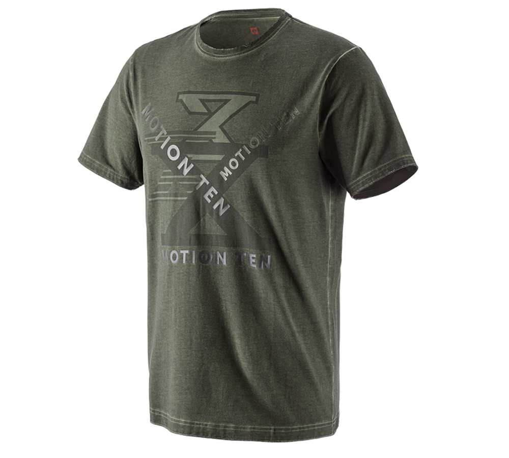 Hauts: T-Shirt e.s.motion ten + vert camouflage vintage
