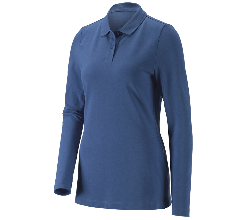 Shirts, Pullover & more: e.s. Pique-Polo longsleeve cotton stretch,ladies' + cobalt