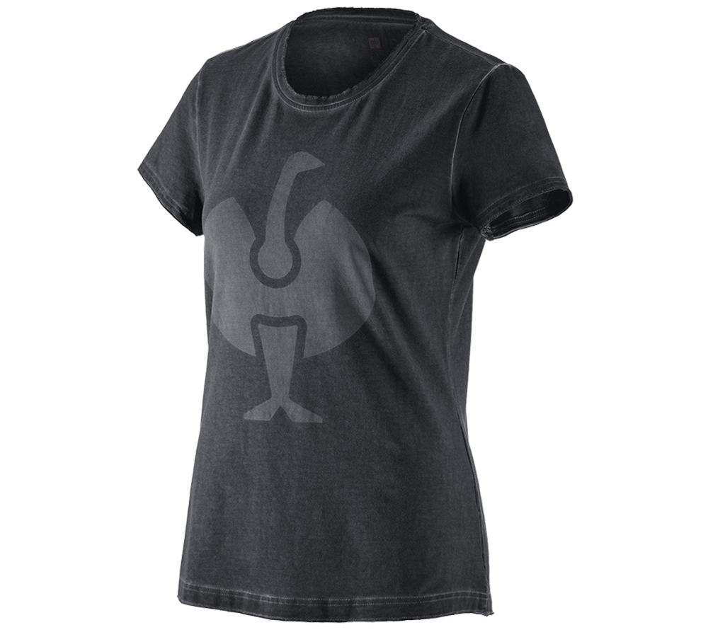 Shirts & Co.: T-Shirt e.s.motion ten ostrich, Damen + oxidschwarz vintage