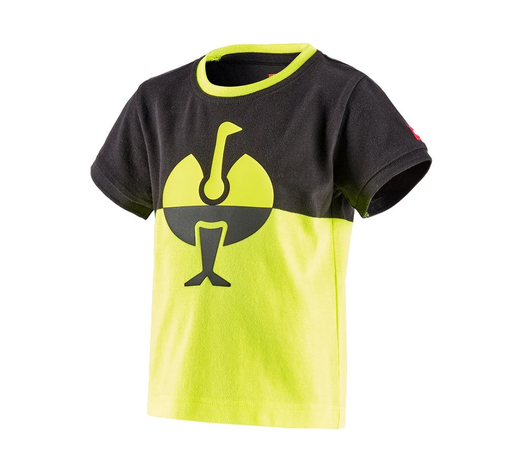 Thèmes: e.s. Pique-Shirt colourblock, enfants + noir/jaune fluo
