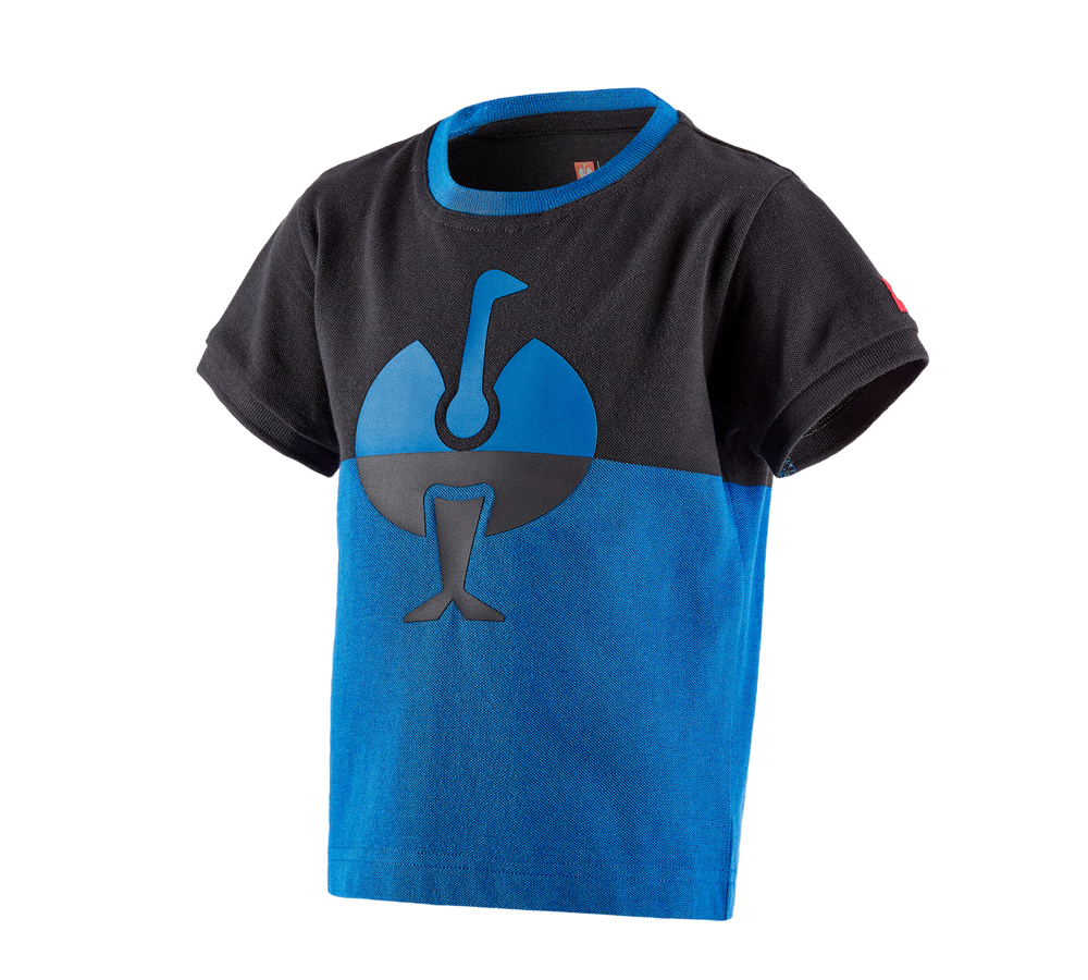 Themen: e.s. Piqué-Shirt colourblock, Kinder + graphit/enzianblau