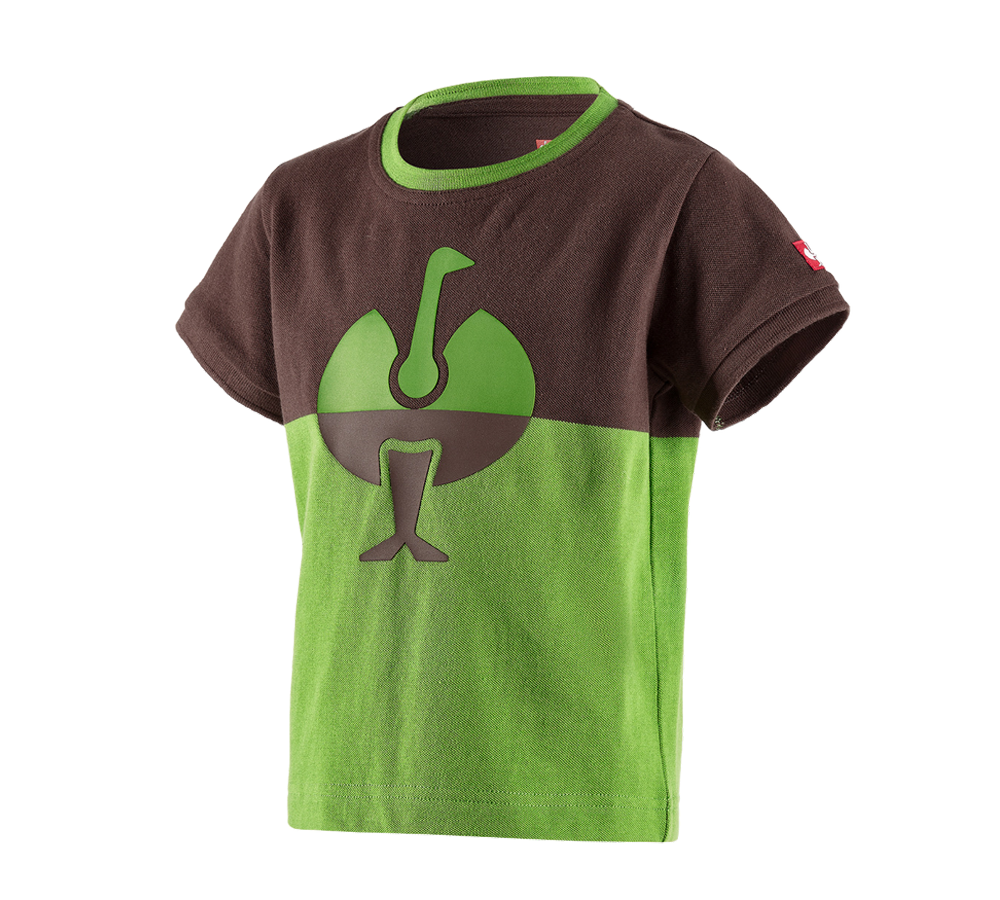 Topics: e.s. Pique-Shirt colourblock, children's + chestnut/seagreen