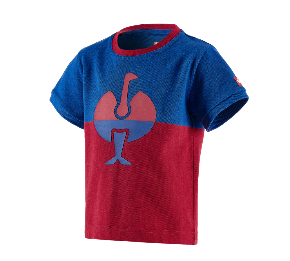 Shirts & Co.: e.s. Piqué-Shirt colourblock, Kinder + kornblau/feuerrot