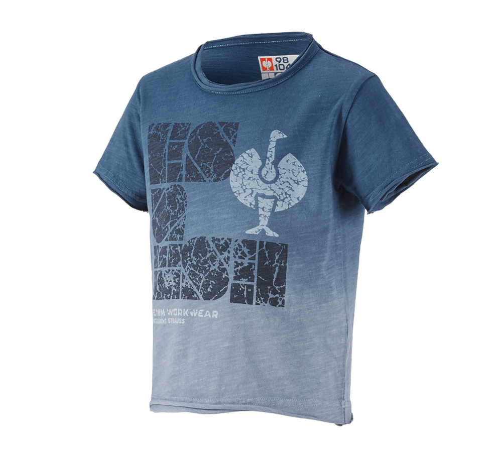 Hauts: e.s. T-Shirt denim workwear, enfants + bleu antique vintage