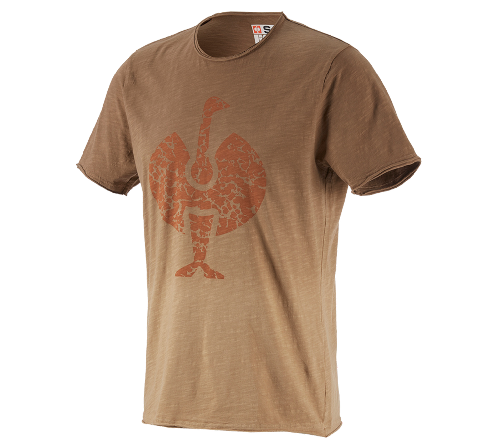 Hauts: e.s. T-Shirt workwear ostrich + brun clair vintage
