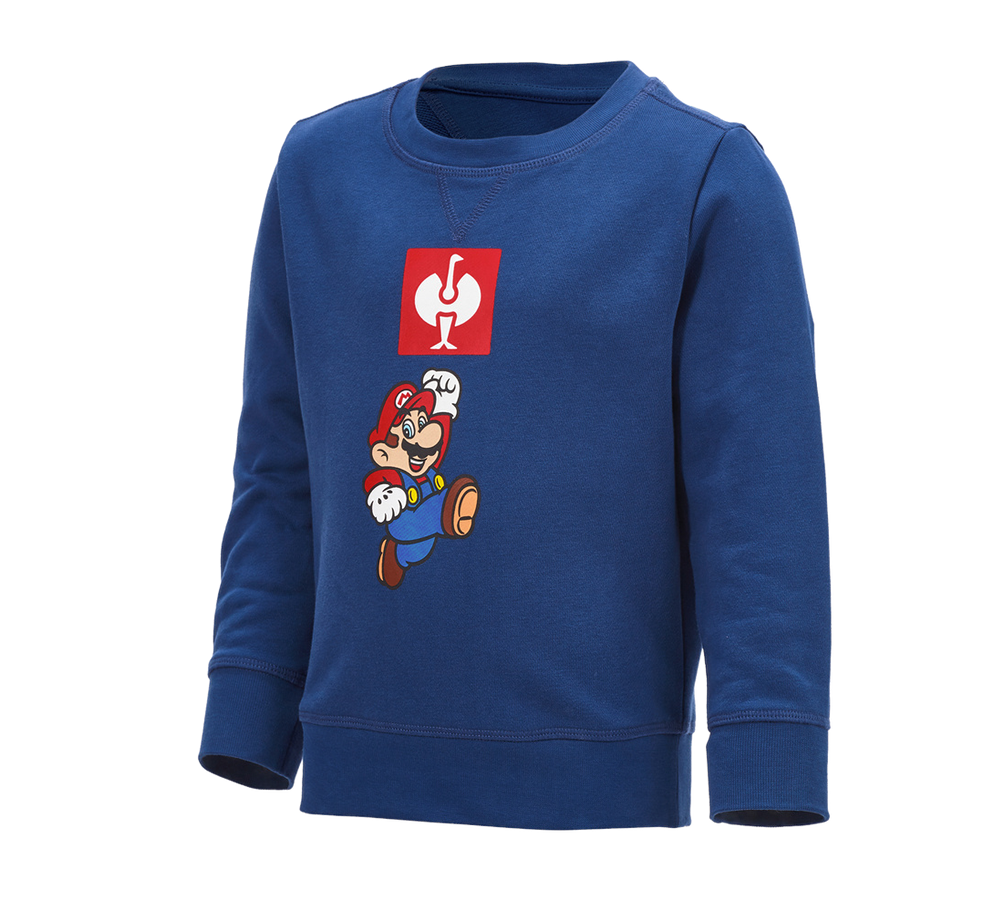 Shirts & Co.: Super Mario Sweatshirt, Kinder + alkaliblau