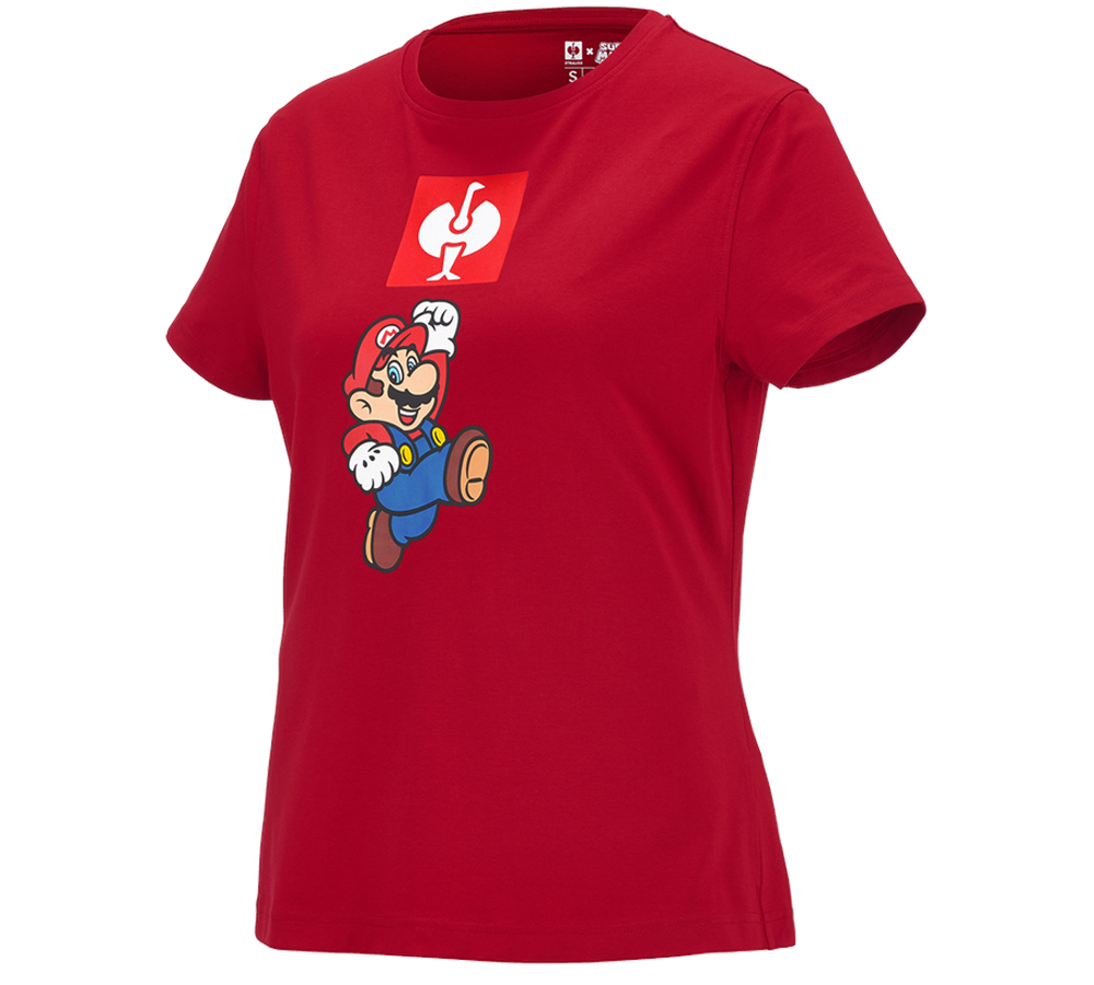 Hauts: Super Mario T-Shirt, femmes + rouge vif