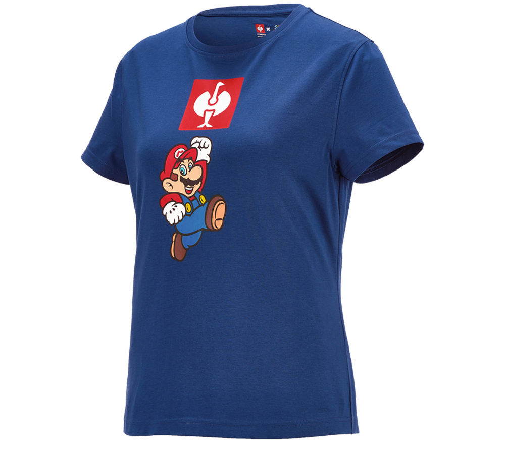 Hauts: Super Mario T-Shirt, femmes + bleu alcalin