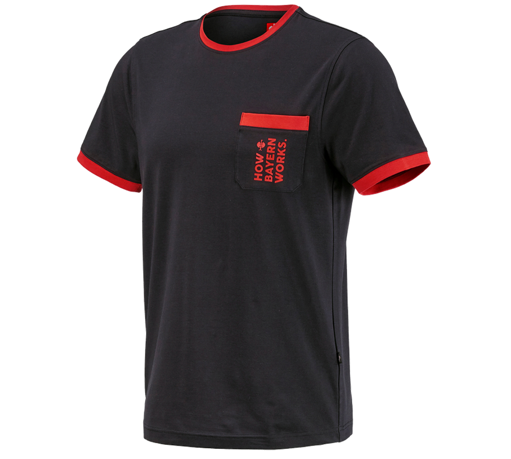 Kollaborationen: FCB Premium T-Shirt Cotton Stretch Pocket + black/straussred