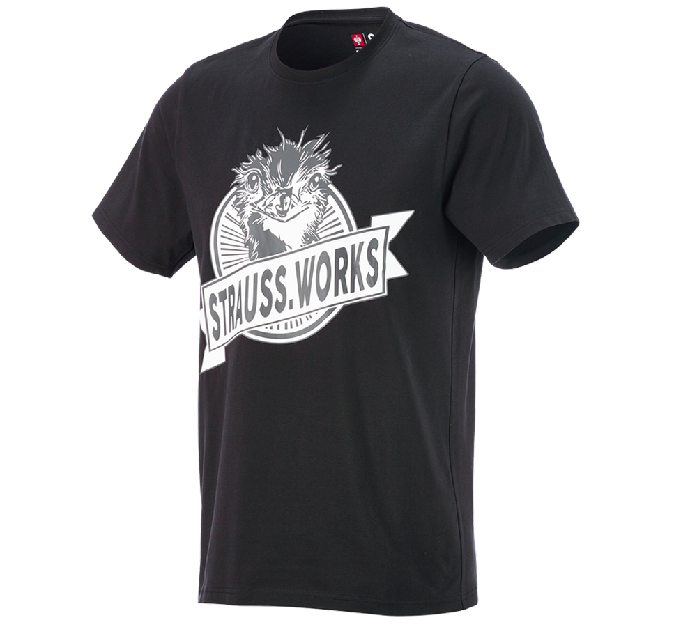 Hauts: e.s. T-shirt strauss works + noir/blanc