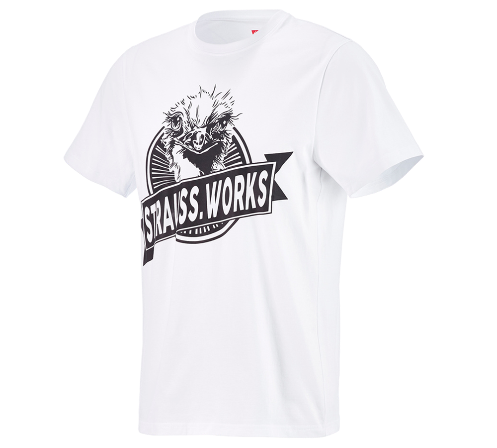 Hauts: e.s. T-shirt strauss works + blanc