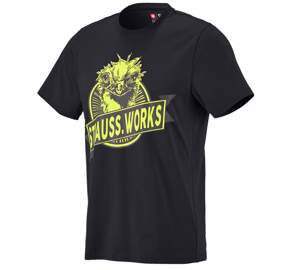 Hauts: e.s. T-shirt strauss works + noir/jaune fluo