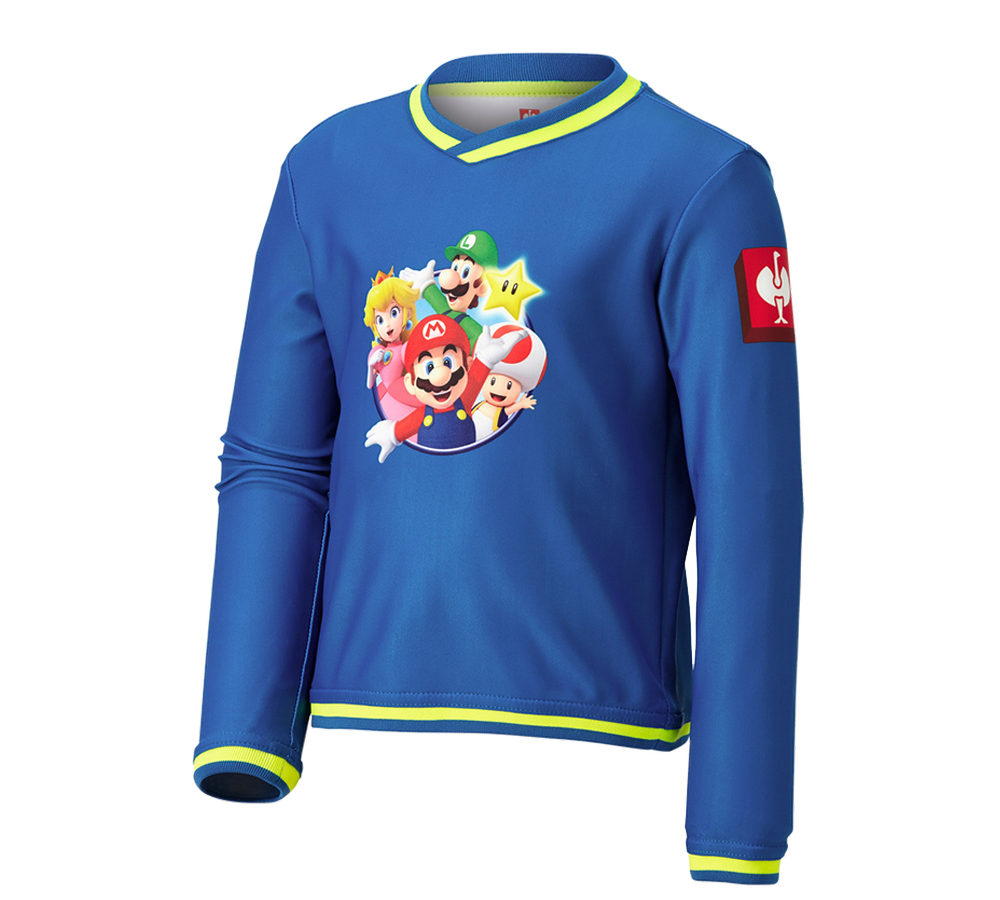 Collaborations: Super Mario fonctionnel Longsleeve, enfants + bleu gentiane