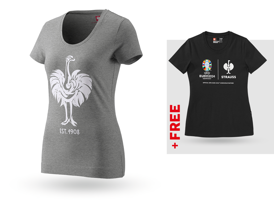 Collaborations: SET: e.s. T-shirt 1908, ladies' + free Shirt + grey melange/white