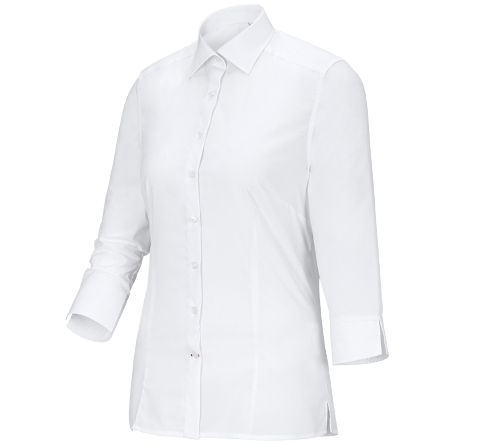 Shirts & Co.: Business Bluse e.s.comfort, 3/4-Arm + weiß