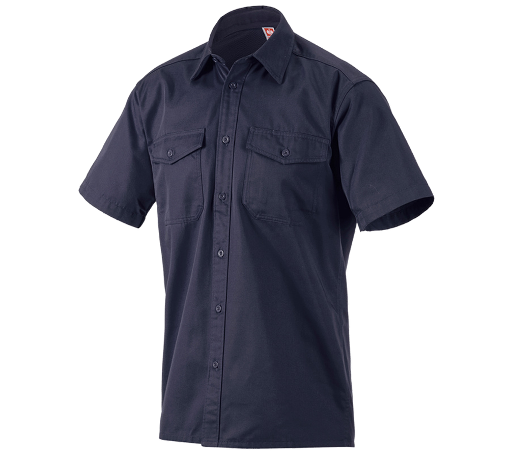 Shirts & Co.: Arbeitshemd e.s.classic, kurzarm + dunkelblau